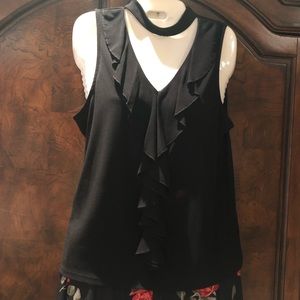 RUFFLED SLEEVELESS CHOKER BLOUSE